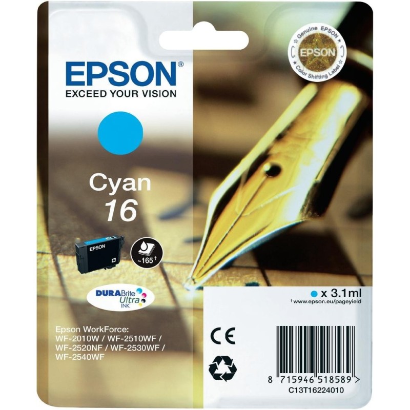 Cartouche d'encre original Epson 16 Cyan Stylo plume