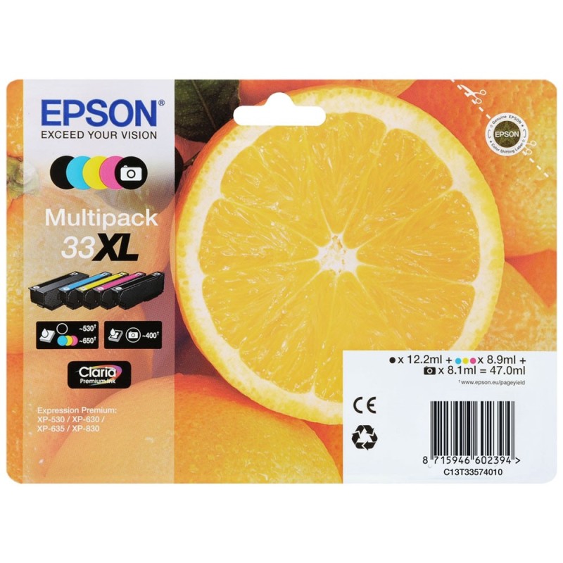 Pack cartouches d'encre original Epson 33 XL Multicouleur Oranges