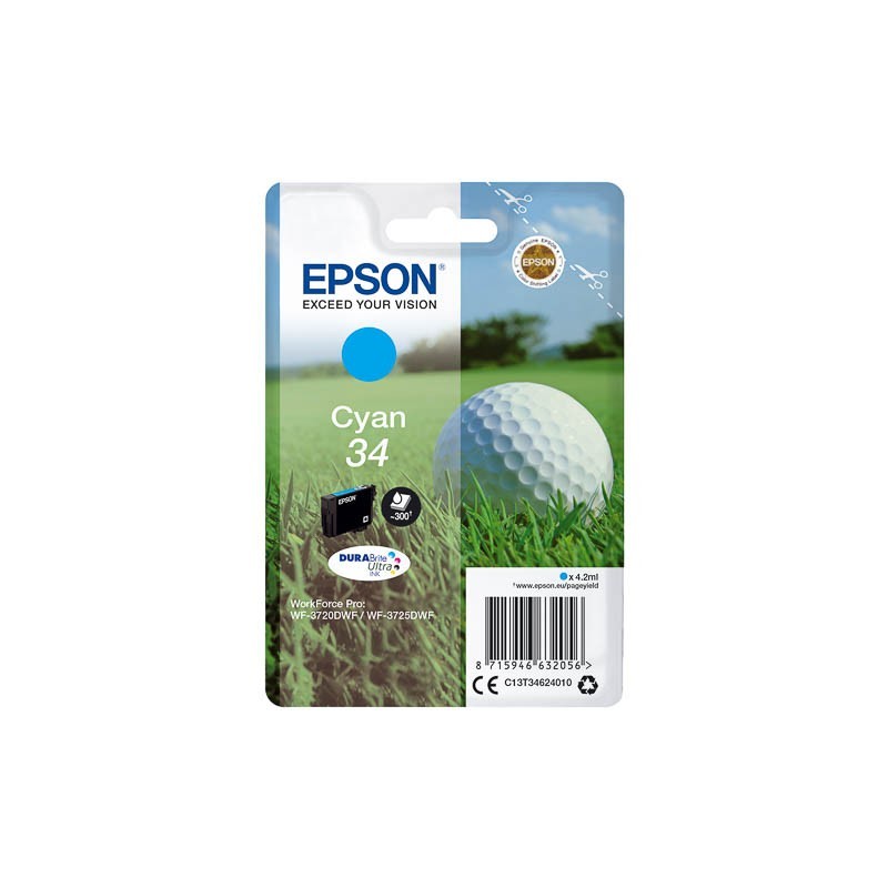 Cartouche d'encre original Epson 34 Cyan Balle de golf