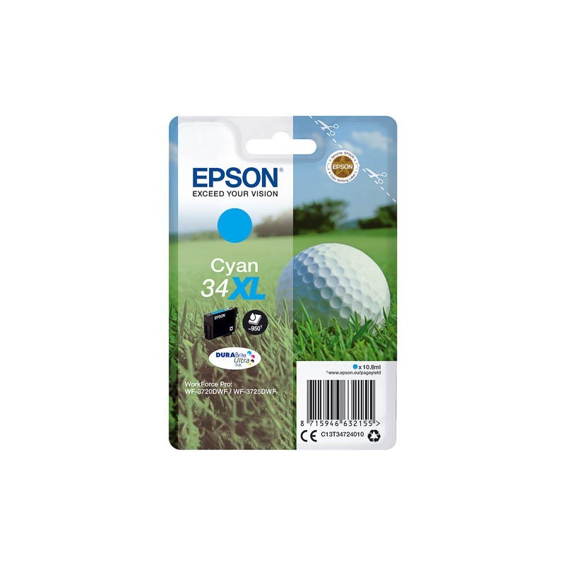 Cartouche d'encre original Epson 34 XL Cyan Balle de golf