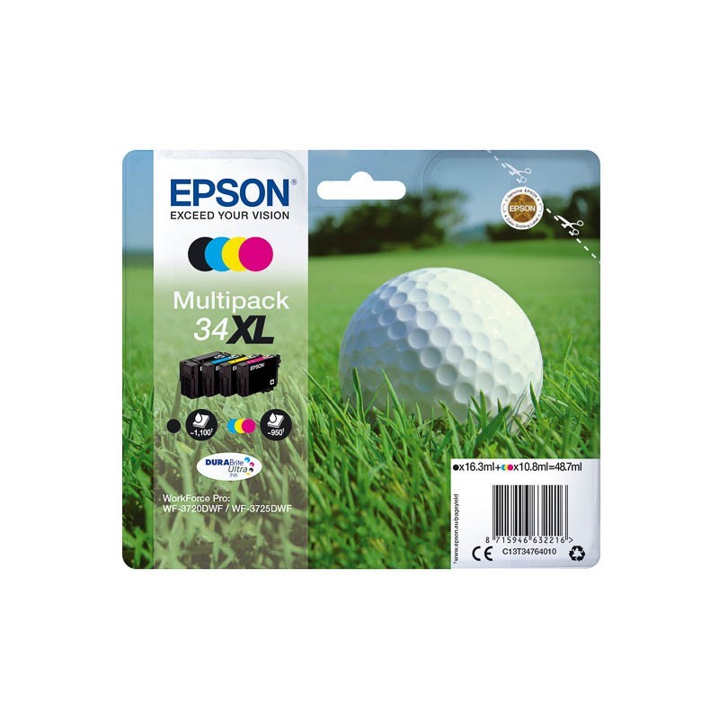 Pack cartouches d'encre original Epson 34 XL Multicouleur Balle de golf