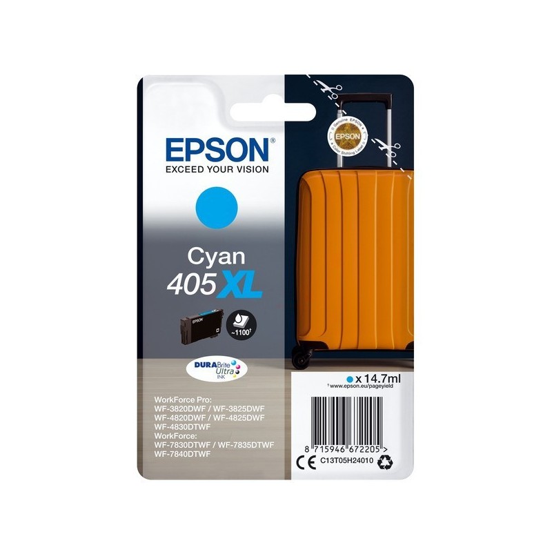 Cartouche d'encre original Epson 405 XL Cyan Valise