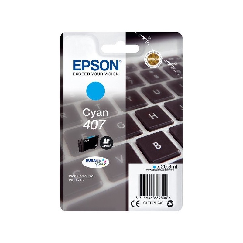 Cartouche d'encre original Epson 407 Cyan Clavier