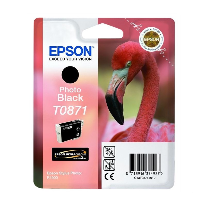 Cartouche d'encre original Epson 871 Noir Photo Flamant rose