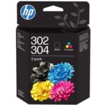 Cartouches d'encre HP 302/304 Noir + Couleur (lot de 2) - B82L1AE/X4D37AE/3JB05AE